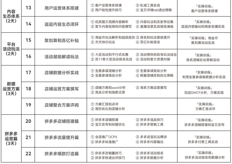 達(dá)內(nèi)電商運(yùn)營(yíng)培訓(xùn)課程大綱